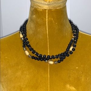 Black and gold bead 3-strand necklace